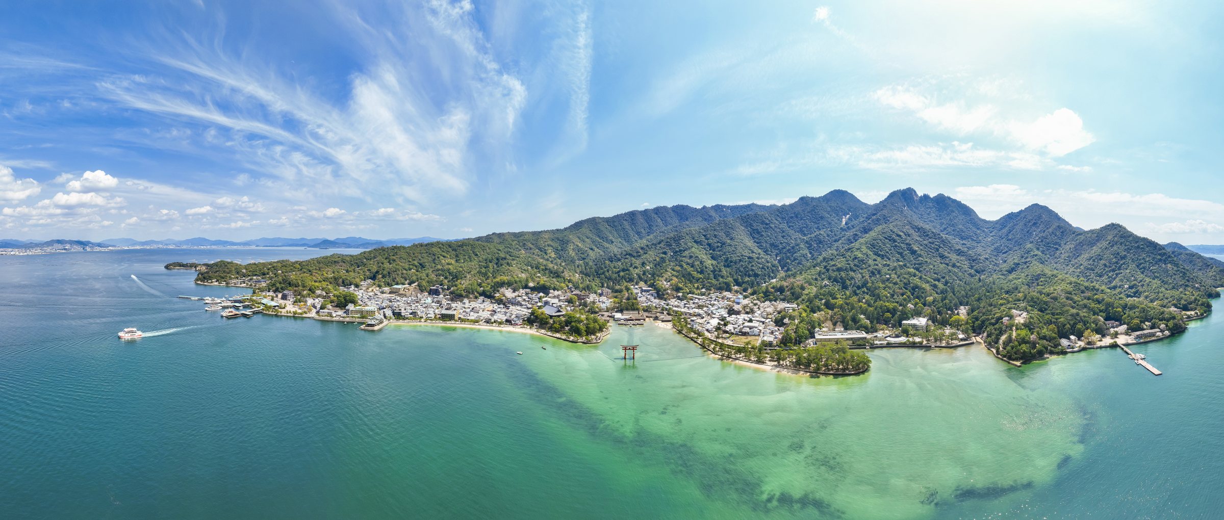 The island of Miyajima at night, seen from over the sea